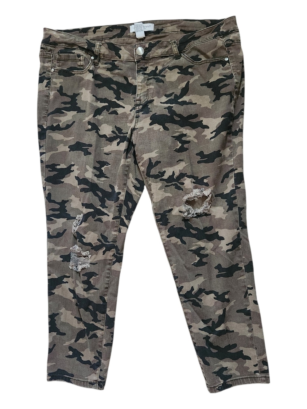 Lane Bryant Camo Skinny Jeans in Olive and Black Super Stretch Mid Rise 18P